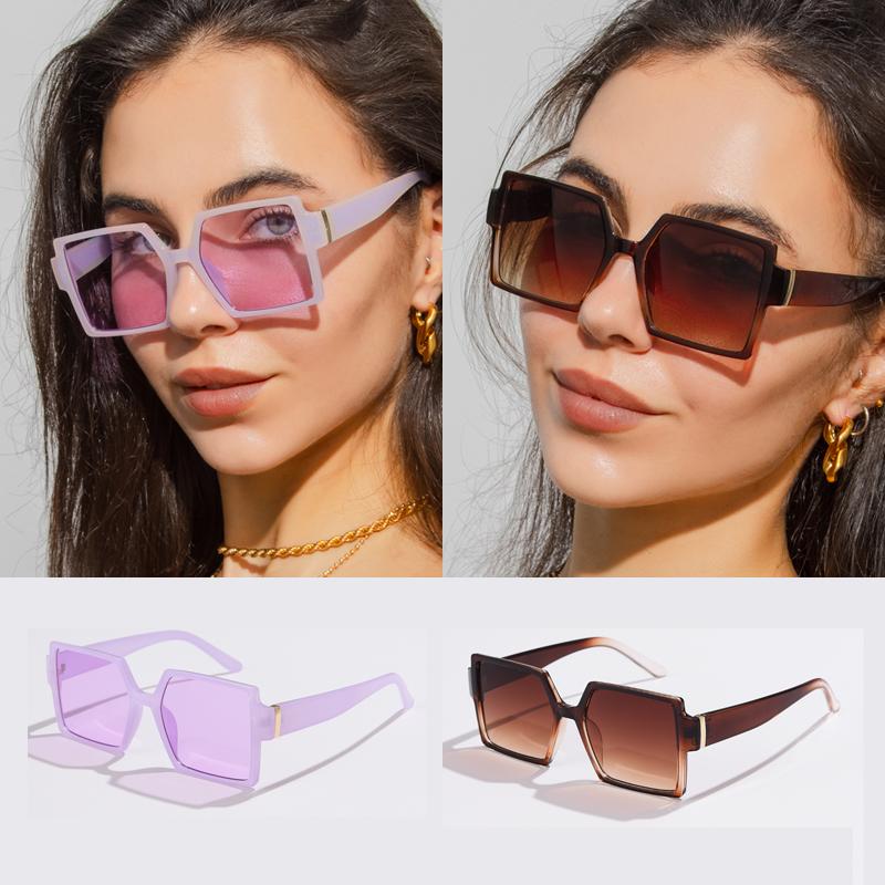 Упаковка 2 шт. Солнцезащитные очки Нового Бренда с Большой Оправой, Квадратные Очки, Персонализированные Кошачий Глаз, Цветные Солнцезащитные Очки, Трендовые Солнцезащитные Очки УФ400