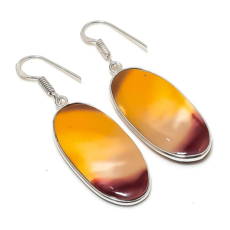 Натуральный камень Мукаит Ручная работа Серьга из стерлингового серебра 925 пробы 2,05" AE-11646