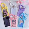 Clear Acrylic ID Card Holder Colorful Keychain Holder Cute Retractable Holder Campus ID