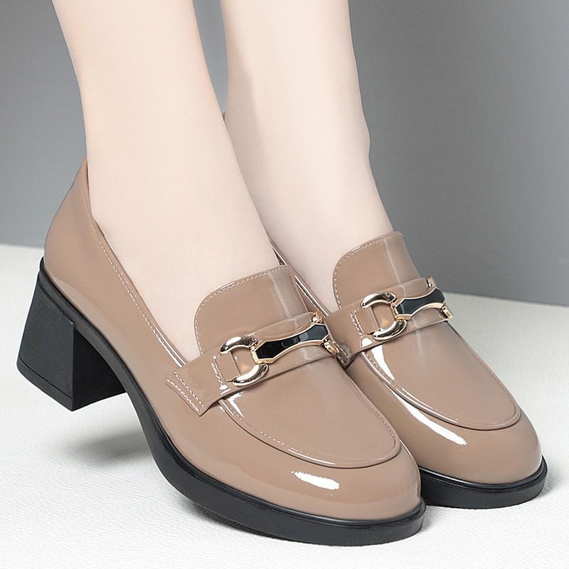 Women's Faux Leather Loafers Platform Chunky Loafers Slip On Casual Shoes Non-Slip Casual PU Business Shoes Penny Heeled Loafers for Women Dressy Work