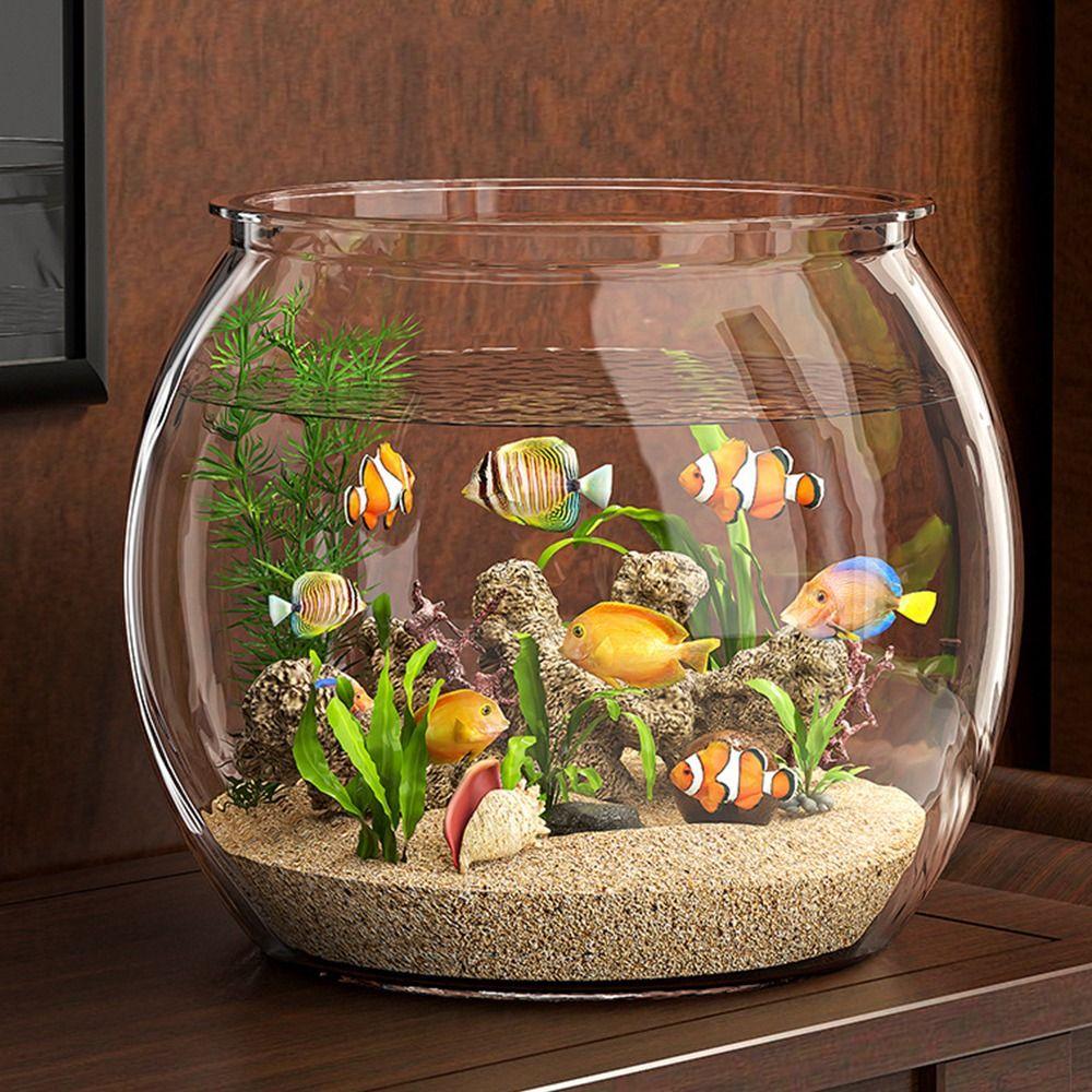 Plastic Desktop Fish Tank Ultra Clear Desktop Small Aquarium Round Fish Bowl Desktop Decoration