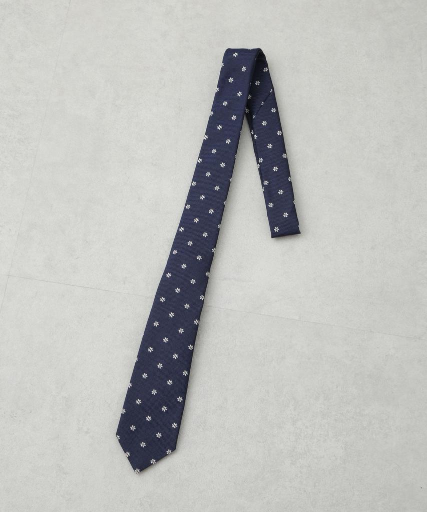 [Nano Universe] Стильный мужской галстук с цветочным узором, washable (стираемый), из Киото (Нисидзин), размер F 120, темно-синий, 668-5242201