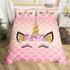 Cartoon Unicorn Duvet Cover Set Smile Eyelash King Bedding Set For Girls Woman Microfiber Mermaid Scale Floral Comforter Cover