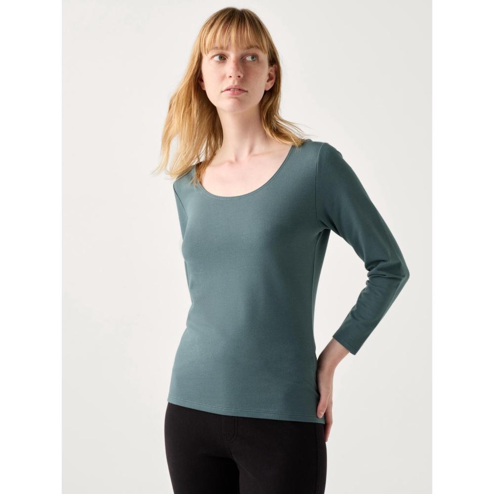 Uniqlo Футболка с U-образным вырезом и рукавом 8 минут из хлопка, Япония