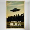 Винтажная металлическая жестяная табличка НЛО 'Я хочу верить', Ретро постер с инопланетянами, Настенная табличка для домашнего бара, мужской пещеры, офисного декора