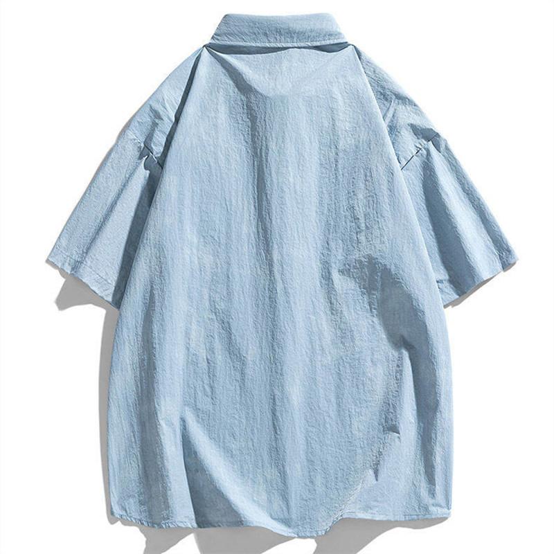 Летние повседневные рубашки мужские свободные с коротким рукавом с принтом свободные отложным воротником мужские рубашки
