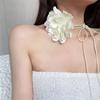 French Style Rose Flower Choker with Large Flower Wedding Necklace Rose Choker Necklace Women