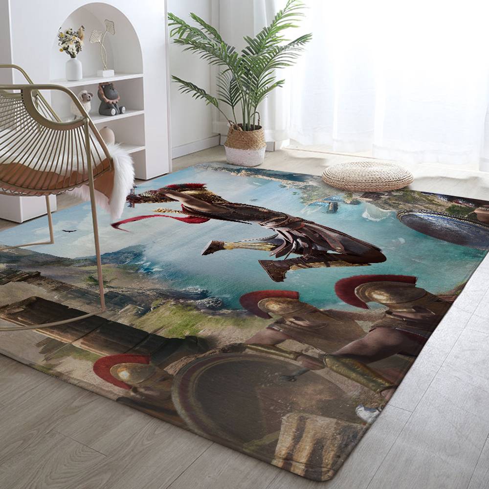 A-Assassin C-Creed Game Floor Mat Pattern Printed Flannel Door Mat, Suitable For Bathroom, Kitchen, Entrance, Bedroom, Living