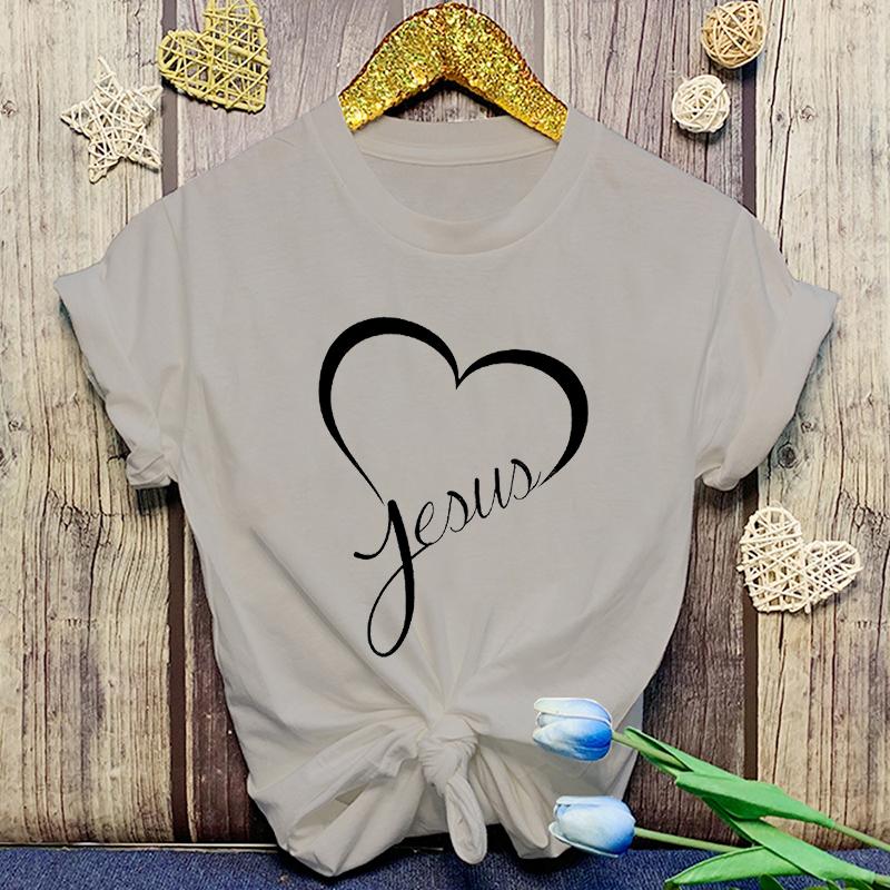 Новые Горячие Христианские Футболки с Принтом Любви Иисуса Женские Мужские Летние Повседневные Футболки с Круглым Вырезом и Коротким Рукавом Модные Рубашки Футболка