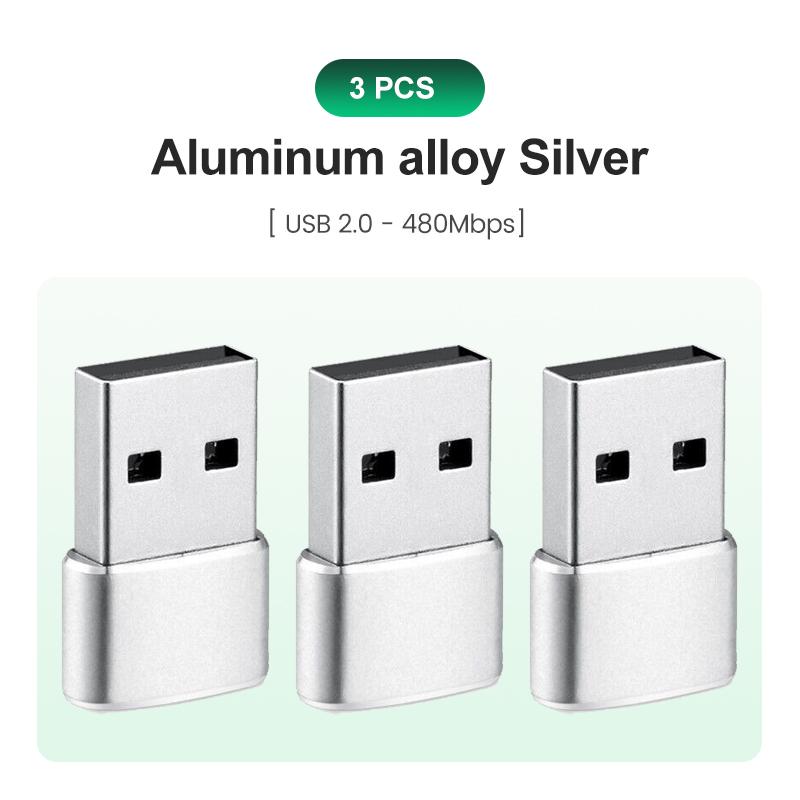 USB C Adapter Aluminum Alloy Shell USB 2.0 Male to USB 3.1 Type C Female Type-C Adapter for Laptop Samsung Xiaomi 10 Earphone