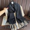 New Embossed Cashmere Women's Winter Scarf Warm Chunky Shawl Luxury Designer Tassel Pashmina Bufanda Lady Wrap Pareo Man Scarves