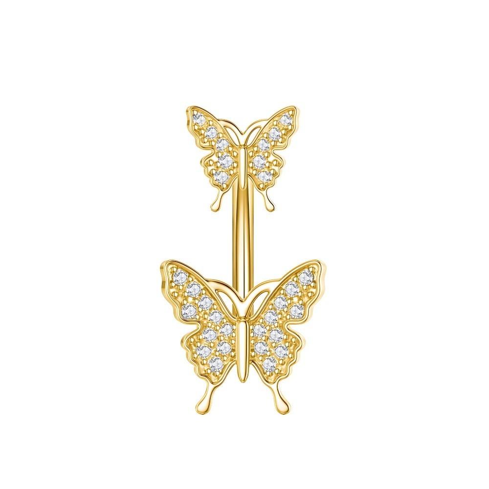 Sunflower Body Piercing Jewelry Butterfly Heart Belly Button Ring Zircon Navel Ring Gift