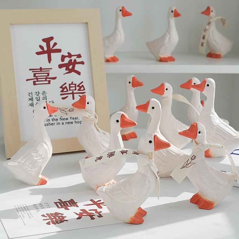 Ping An Cute Joy Duck White Goose Украшение Креативный подарок на день рождения Украшение для дома Фотореквизит Гостиная Настольный небольшой орнамент