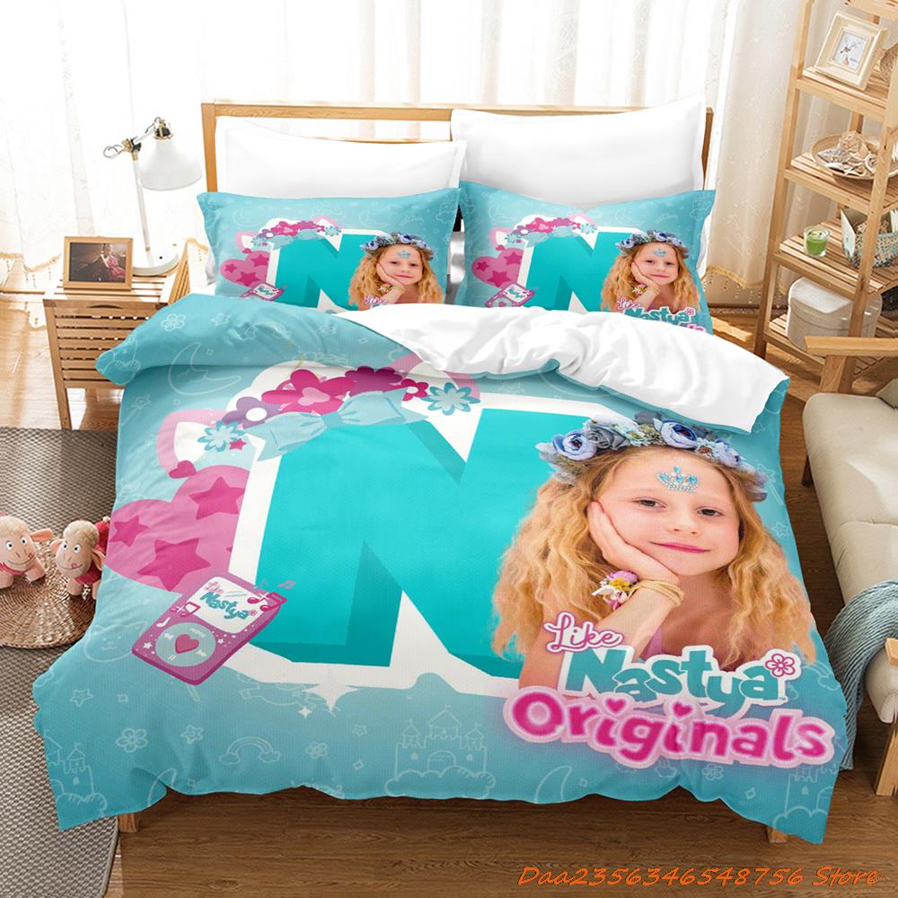 Like Nastya Bedding Set Single Twin Full Queen King Size Bed Set Aldult Kid Bedroom Duvetcover Sets 3D Anime Bed Sheet Set