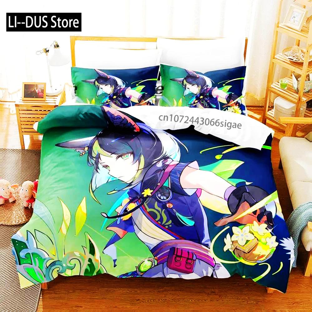 Кавайная пододеяльник Genshin Impact Тигнари для мальчиковой спальни Односпальный Twin Full Queen King Размер 2025 Покрывало Наволочка