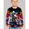 Children's Motorcycle Series 3D Digital Printed Boys' Fun and Fashionable Round Neck Long Sleeve T-shirt