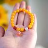Ethnic Style Yellow Agate Beaded Bracelet with Retro Pendant