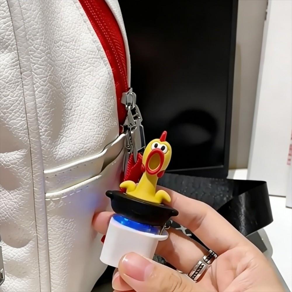 Novelty Finger Button Clicker Funny Screaming Chicken Bag Pendant Keychain For Stress Relief