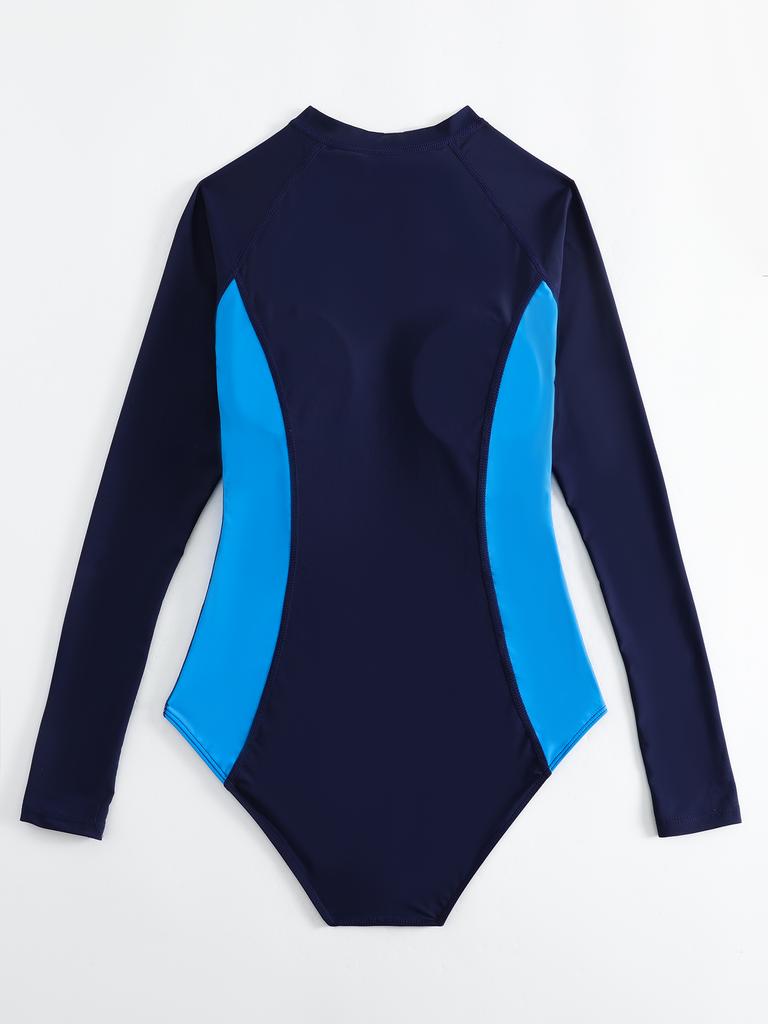 Женский купальник с длинным рукавом, костюм для серфинга, купальник на молнии, цельный купальник, бикини с принтом