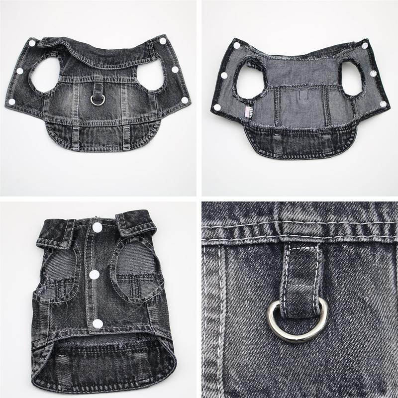 Джинсовая куртка для собак, классное синее джинсовое пальто для маленьких, средних, девочек, мальчиков, собак, кошек, щенков, жилет с отворотом и D-образным кольцом для поводка