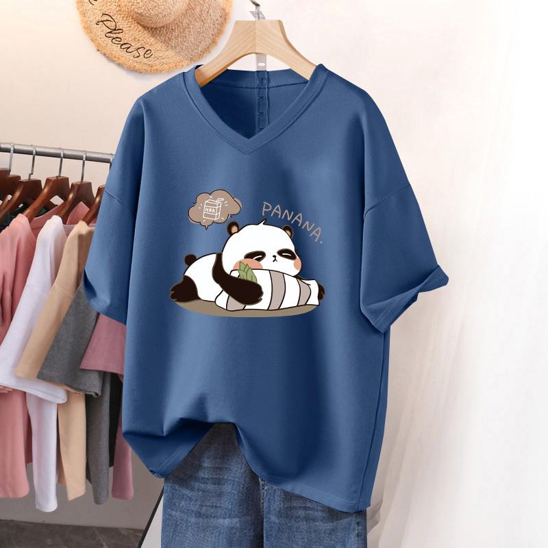 Футболка с коротким рукавом, Свободного кроя, Приталенный топ с V-образным вырезом с принтом для женщин