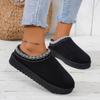 Women Warm Suede  Snow Boots Autumn Winter Woman Slip On Platform Boats Close Toe Hair Half Slipper Female Cotton Shoes