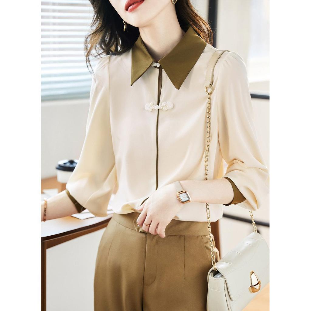 Новая женская рубашка с пряжкой в китайском стиле, простая и элегантная, удобная женская рубашка на весну и осень