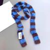 Women Long Scarf Retro Style Striped Color Block Thickened Imitation Mink Fur Warm Thin Scarf Fashion Accessory