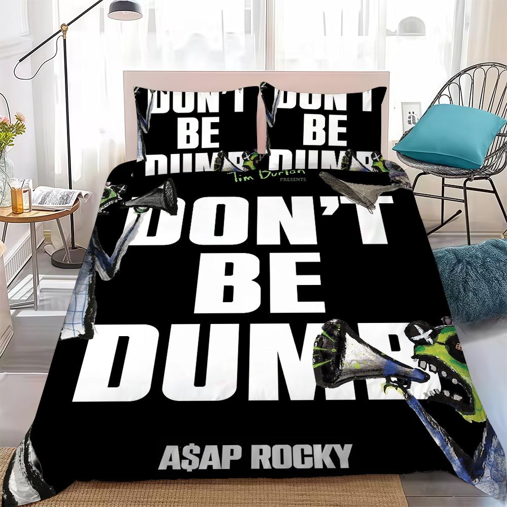 Asaps-Es R-Rockys-Es Не Будь Глупым Комплект Пододеяльников Домашний Стиль Постельное Белье Мягкий Хлопок Для Стирки Кровать Комплект из 3 Предметов Подарок для Студенческого Общежития