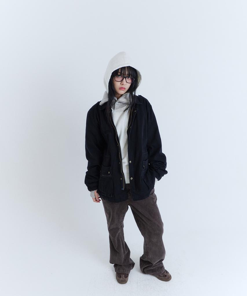PARADIGMFILM [Ep.03] Washed Leather Mix Field Jacket (Black)