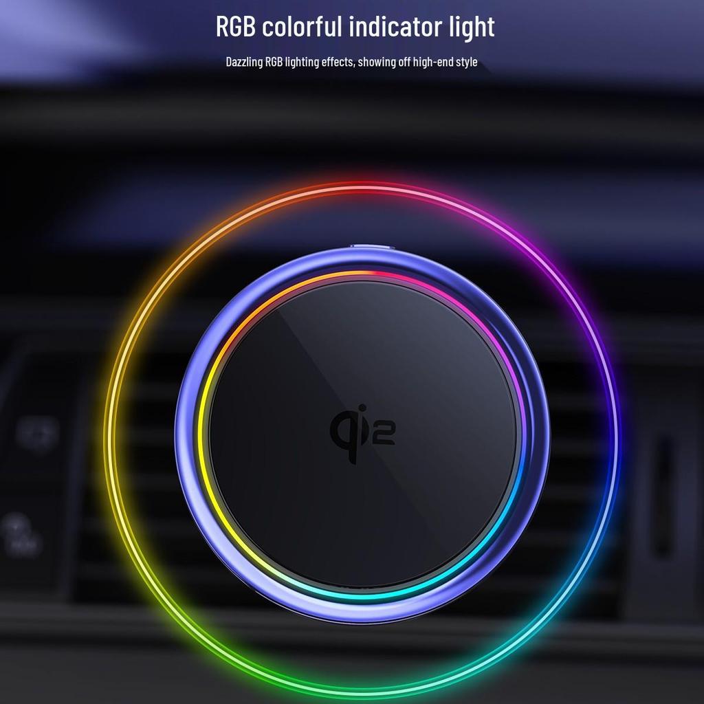 QI2 Magnetic Wireless Car Charger with LED Light and Fast Cooling