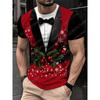 2025 Christmas New Men's Santa Claus T-shirt A Gift Holiday 3D Printed T-shirt Round Neck Fashion Streetwear Top Men's T-shirt