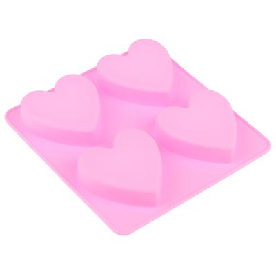 4-полосная силиконовая форма для мыла ручной работы в форме сердца 3D для изготовления мыла для свечей