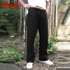 Fashion Luxury Men Nature Cotton Linen Trousers Summer Joggers Pants Male Solid Elastic Waist Trousers Straight Loose Running Pants Plus Size