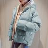 Women's Autumn and Winter Plus Size Solid Color Padded Short Standing Collar Zipper Hooded Warm Loose Outerwear