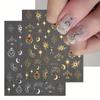 3D Nail Art Stickers Decals Golden Sun Moon Star Stripe Line Nail Decals Self-Adhesive Stickers For Nail Art DIY Decoration