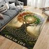 Spiritual Art Area Rug, Tree of Life Four Seasons Celtic Knot Roots Forest Print, Boho Meditation Room Decor, Non-Slip Mat