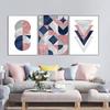 Abstract Pattern Geometric Navy Blush Pink And Grey Art Prints Textured Circles Pattern Triangles Wall Pictures For Home Decor