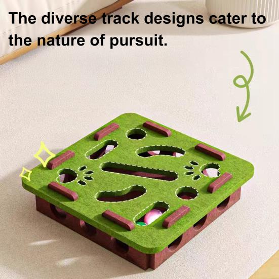 Cat Scratch Maze Toy Interactive Felt Maze Nail File Self-Play Maze Box with 3 Bell Balls for Indoor Cats Stimulate Kitten Energy And Instincts