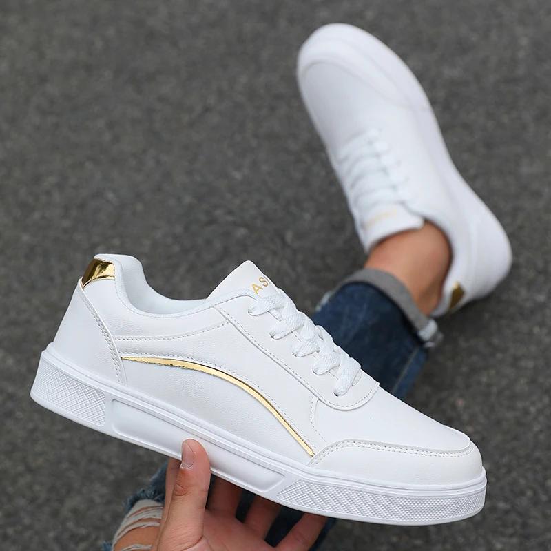 Мужская деловая повседневная обувь Поверхностные модные кроссовки Дышащая модная повседневная обувь на доске Маленькие белые туфли Мужская обувь