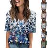 Women's V Neck T Shirts Half Sleeve Tops Printed Casual Summer Tees T Shirt Blouse