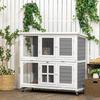 Wooden Rabbit Hutch, Two-Tier Guinea Pig Cage, with Removable Tray, Wheels