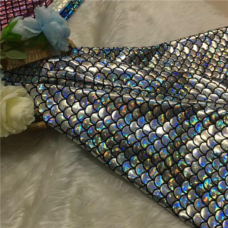 Ткань с блестками под рыбью чешую, эластичная, для DIY, костюмов для сценических выступлений, украшения свадебной вечеринки, шитья, ткани для купальника русалки