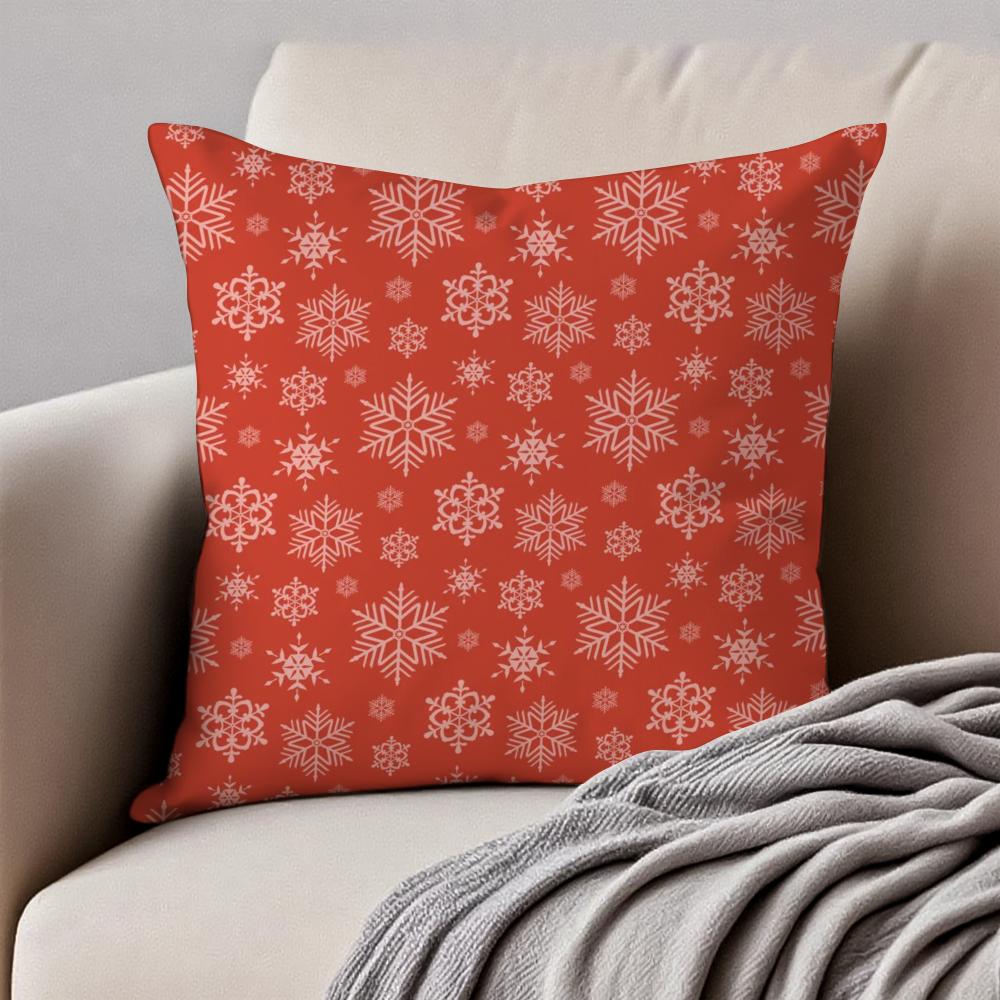 Christmas Snowflakes Cushion Cover Pillowcase Antidustmite Invisible Zipper Short Plush Sofa Cushion