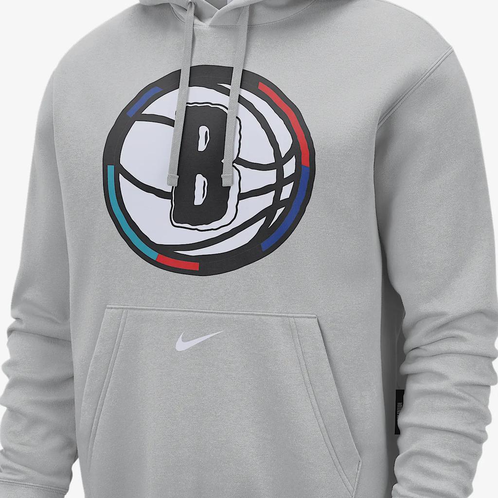 Nike X NBA Brooklyn Nets Club FW24 City Edition Series Удобная толстовка с капюшоном Мужские толстовки Flat-Silver White FZ0588-007