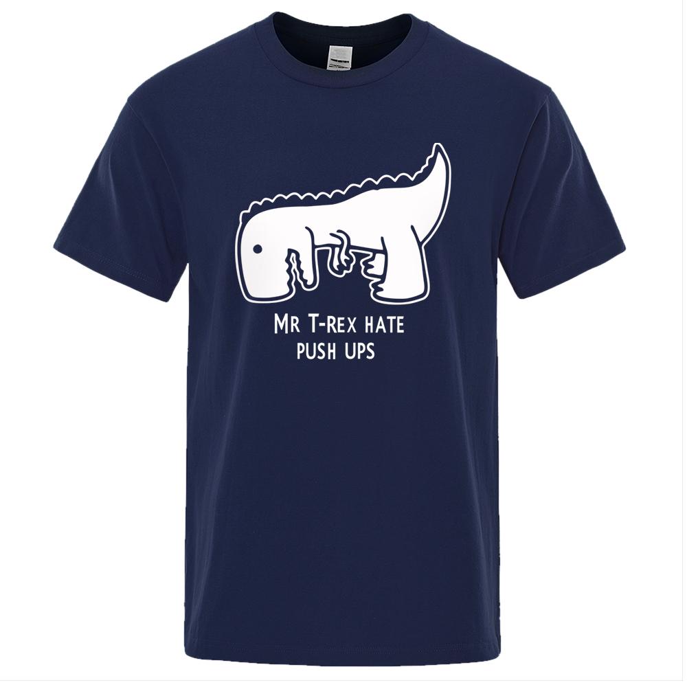 Футболка из хлопка Cool Men Women с принтом Tea Rex Funny Cartoon с коротким рукавом Футболка Mr Trex Hate Push Ups