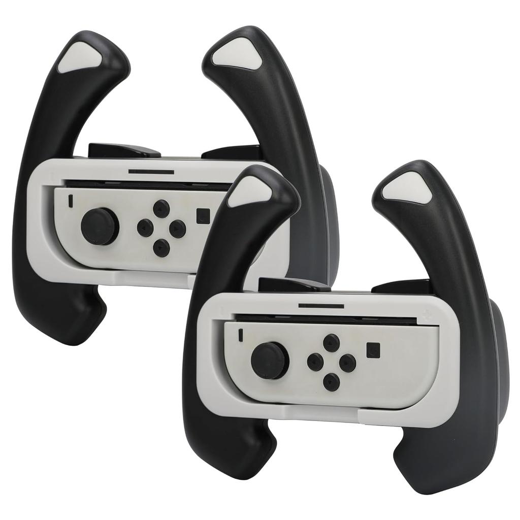 Steering Wheel Controller for Nintendo Switch & Switch OLED, Racing Games Removable Accessories Joy Con Controller Grip for Mario Kart, Pack of 2