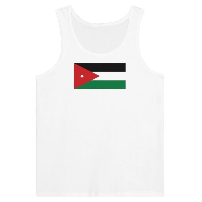 Débardeur - Drapeau De La Jordanie - Blanc - 100% Coton - Coupe Ajustée - Mixte
