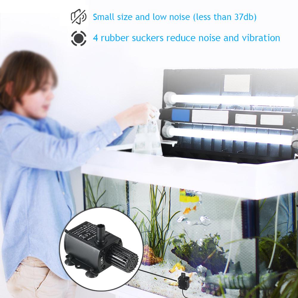 USB DC5V 4.8W Ultra-quiet Mini Brushless Water Pump Waterproof Submersible Fountain Aquarium Circulating 300L/H Lift 300cm