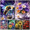 5D DIY Алмазная картина Новинка 2024 Милые пчелы и цветы Мозаика Животный пейзаж Картина Вышивка Украшения Подарок ручной работы